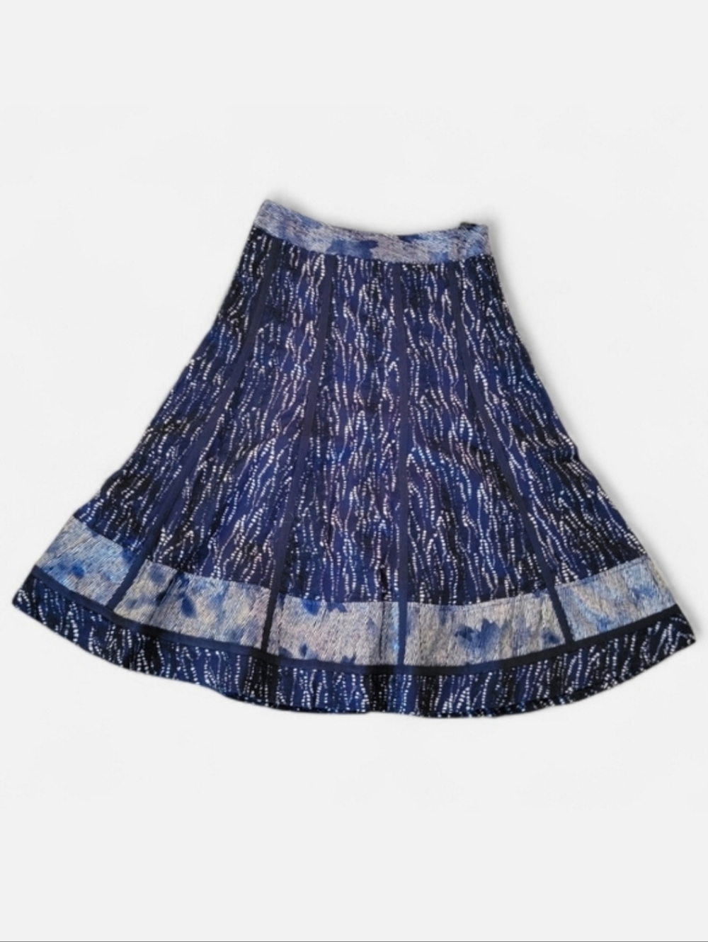 NWT Coldwater Creek Skirt Embroidery Detail A Line Flared Blue & White Cotton XS